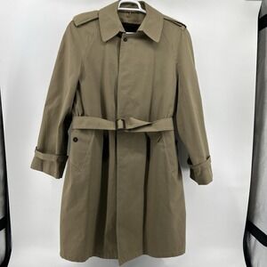 Sterlingwear Trench Coat Men's Large Khaki Tan Overcoat Fleece Liner Vintage